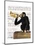 Monkey Playing Trumpet-Fab Funky-Mounted Art Print