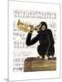 Monkey Playing Trumpet-Fab Funky-Mounted Art Print