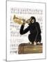 Monkey Playing Trumpet-Fab Funky-Mounted Art Print