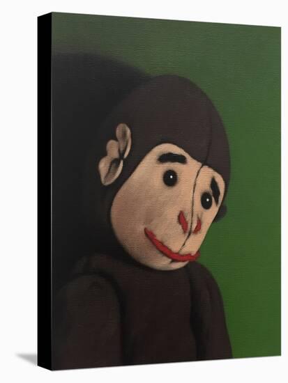 Monkey Portrait on Green, 2005,-Peter Jones-Stretched Canvas