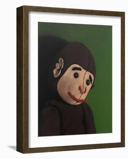 Monkey Portrait on Green, 2005,-Peter Jones-Framed Giclee Print