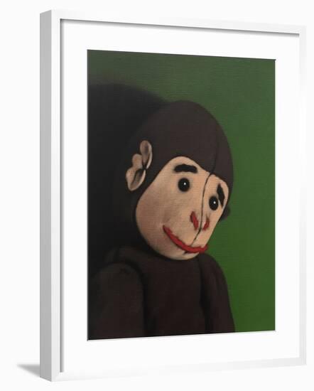 Monkey Portrait on Green, 2005,-Peter Jones-Framed Giclee Print