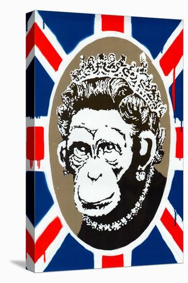 Monkey Queen Union Jack Graffiti-null-Stretched Canvas