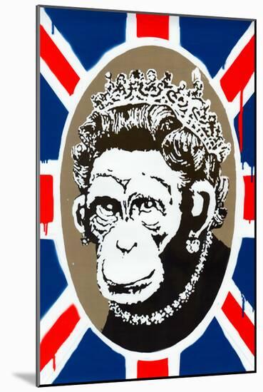 Monkey Queen Union Jack Graffiti-null-Mounted Art Print