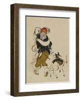 (Monkey Trainer and Dog), Mid to Late 19th Century-Shibata Zeshin-Framed Giclee Print