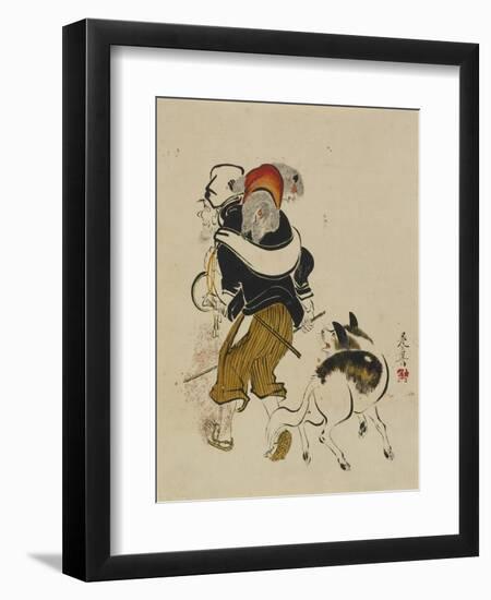 (Monkey Trainer and Dog), Mid to Late 19th Century-Shibata Zeshin-Framed Giclee Print