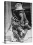 Monkey Wearing Jacket Smoking Cigarette-null-Stretched Canvas