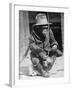 Monkey Wearing Jacket Smoking Cigarette-null-Framed Premium Photographic Print