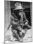 Monkey Wearing Jacket Smoking Cigarette-null-Mounted Premium Photographic Print