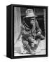 Monkey Wearing Jacket Smoking Cigarette-null-Framed Stretched Canvas