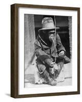 Monkey Wearing Jacket Smoking Cigarette-null-Framed Photographic Print