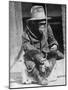 Monkey Wearing Jacket Smoking Cigarette-null-Mounted Photographic Print