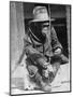 Monkey Wearing Jacket Smoking Cigarette-null-Mounted Photographic Print