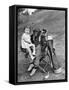 Monkey with Golf Clubs and Toddler Girl-null-Framed Stretched Canvas