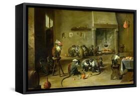 Monkeys in a Kitchen, circa 1645-David Teniers the Younger-Framed Stretched Canvas