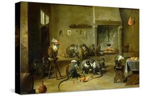 Monkeys in a Kitchen, circa 1645-David Teniers the Younger-Stretched Canvas