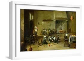 Monkeys in a Kitchen, circa 1645-David Teniers the Younger-Framed Giclee Print