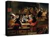 Monkeys in a Tavern, Detail of the Card Game-Ferdinand van Kessel-Stretched Canvas