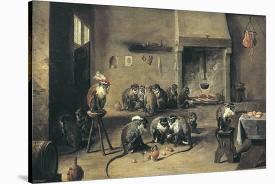 Monkeys in the Kitchen-David Teniers the Younger-Stretched Canvas