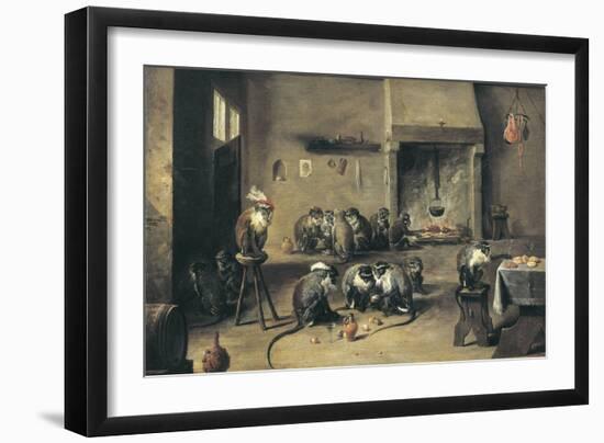 Monkeys in the Kitchen-David Teniers the Younger-Framed Art Print