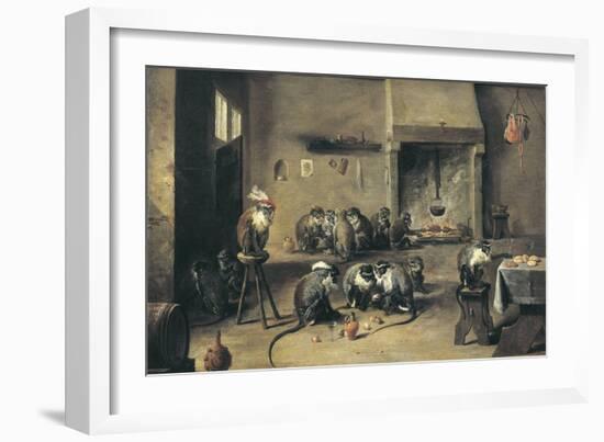 Monkeys in the Kitchen-David Teniers the Younger-Framed Art Print
