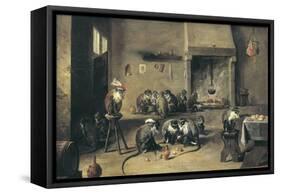 Monkeys in the Kitchen-David Teniers the Younger-Framed Stretched Canvas