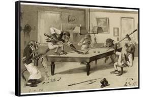 Monkeys Play Billiards-null-Framed Stretched Canvas