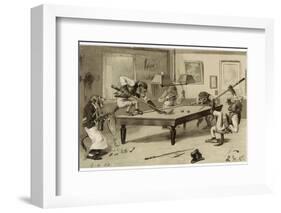 Monkeys Play Billiards-null-Framed Photographic Print