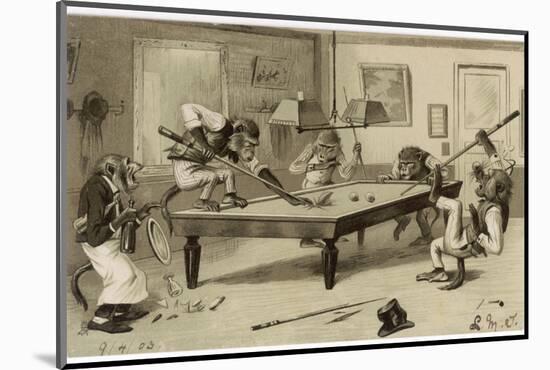 Monkeys Play Billiards-null-Mounted Photographic Print