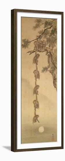 Monkeys Reaching for the Moon, Edo Period (1603-1867)-null-Framed Premium Giclee Print