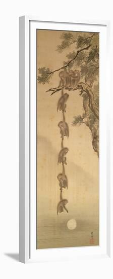 Monkeys Reaching for the Moon, Edo Period (1603-1867)-null-Framed Premium Giclee Print