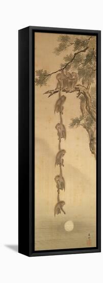 Monkeys Reaching for the Moon, Edo Period (1603-1867)-null-Framed Stretched Canvas