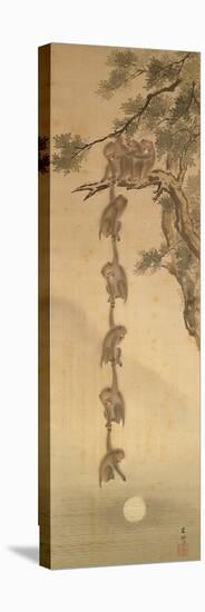 Monkeys Reaching for the Moon, Edo Period (1603-1867)-null-Stretched Canvas