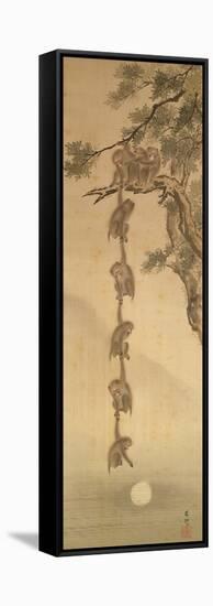 Monkeys Reaching for the Moon, Edo Period (1603-1867)-null-Framed Stretched Canvas