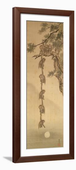 Monkeys Reaching for the Moon, Edo Period (1603-1867)-null-Framed Giclee Print