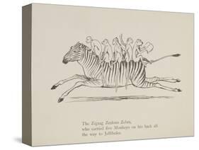 Monkeys Riding a Zebra, Nonsense Botany Animals and Other Poems Written and Drawn by Edward Lear-Edward Lear-Stretched Canvas