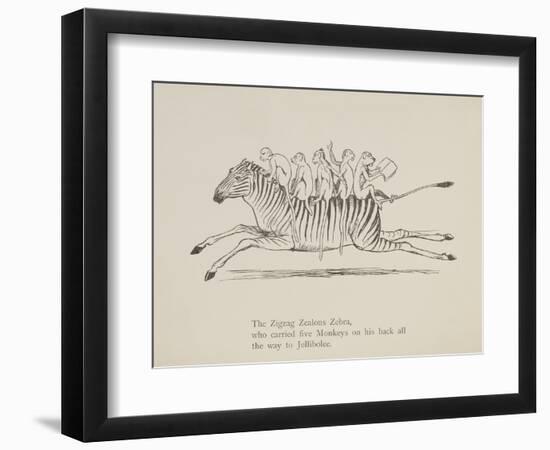 Monkeys Riding a Zebra, Nonsense Botany Animals and Other Poems Written and Drawn by Edward Lear-Edward Lear-Framed Premium Giclee Print