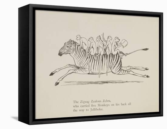 Monkeys Riding a Zebra, Nonsense Botany Animals and Other Poems Written and Drawn by Edward Lear-Edward Lear-Framed Stretched Canvas