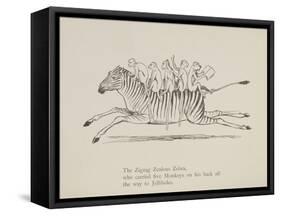 Monkeys Riding a Zebra, Nonsense Botany Animals and Other Poems Written and Drawn by Edward Lear-Edward Lear-Framed Stretched Canvas