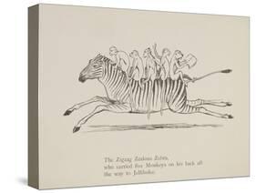 Monkeys Riding a Zebra, Nonsense Botany Animals and Other Poems Written and Drawn by Edward Lear-Edward Lear-Stretched Canvas