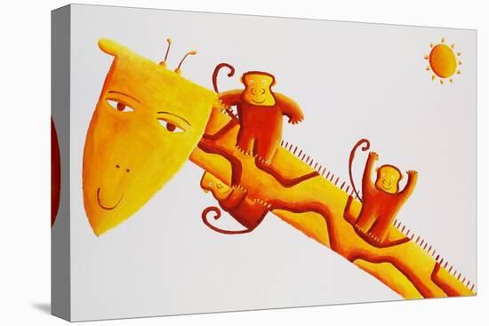 Monkeys Sliding Down Giraffe's Neck, 2002-Julie Nicholls-Stretched Canvas