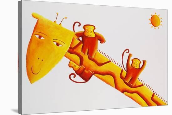 Monkeys Sliding Down Giraffe's Neck, 2002-Julie Nicholls-Stretched Canvas