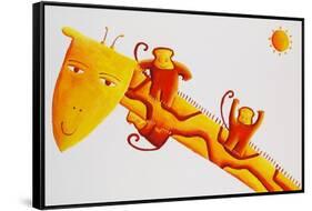 Monkeys Sliding Down Giraffe's Neck, 2002-Julie Nicholls-Framed Stretched Canvas