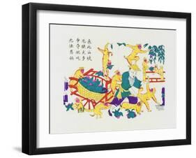 Monkeys Stealing Peaches-null-Framed Giclee Print