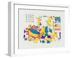 Monkeys Stealing Peaches-null-Framed Giclee Print