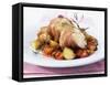 Monkfish Rolls Wrapped in Parma Ham with Roasted Vegetables-null-Framed Stretched Canvas