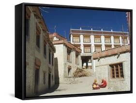 Monks at Lamayuru Gompa (Monastery), Lamayuru, Ladakh, Indian Himalayas, India-Jochen Schlenker-Framed Stretched Canvas