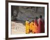 Monks at Reclining Buddha Statue, Gal Vihara, Polonnaruwa, UNESCO World Heritage Site, Sri Lanka-Ian Trower-Framed Photographic Print