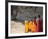 Monks at Reclining Buddha Statue, Gal Vihara, Polonnaruwa, UNESCO World Heritage Site, Sri Lanka-Ian Trower-Framed Photographic Print