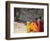 Monks at Reclining Buddha Statue, Gal Vihara, Polonnaruwa, UNESCO World Heritage Site, Sri Lanka-Ian Trower-Framed Photographic Print